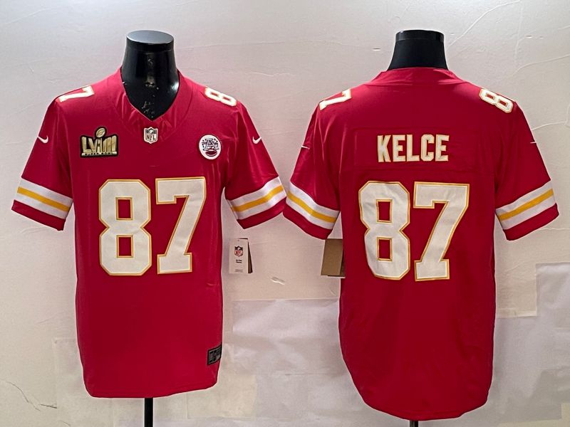 Men Kansas City Chiefs 87 Kelce Red Three generations Nike 2025 Vapor Limited NFL Jersey style 3